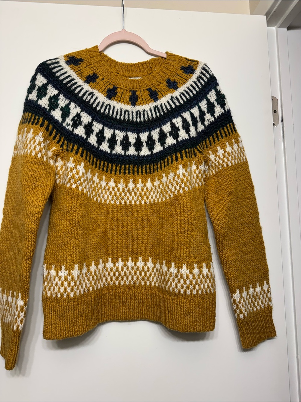 Lucky Brand Mustard Fair Isle Cowl Neck Sweater